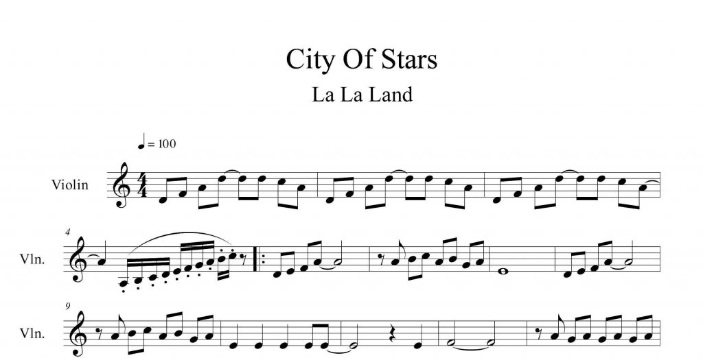 ویولن قطعه City of Stars از فیلم LaLa Land 1024x522 - نت ویولن قطعه City of Stars از فیلم LaLa Land - نت آهنگ